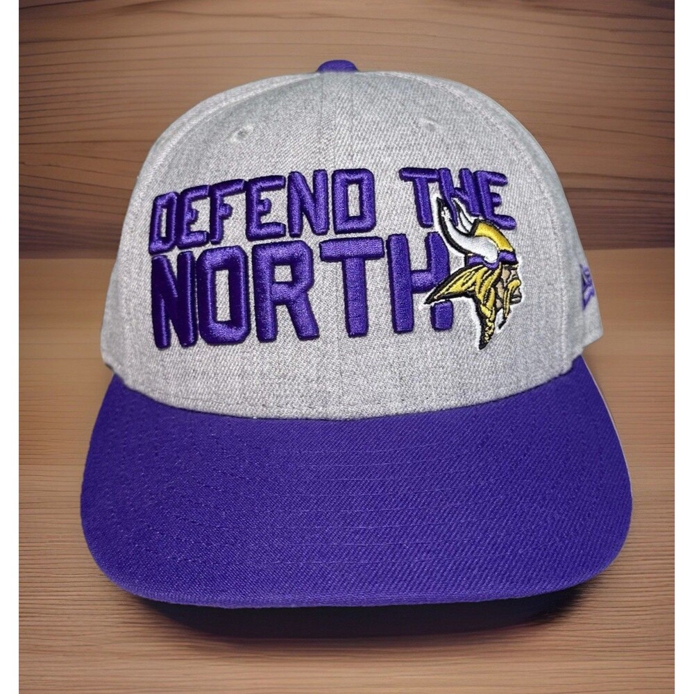 Minnesota Vikings Hat New Era 59Fifty Grey Defend The North‎ Fitted Cap Sz 7 1/8